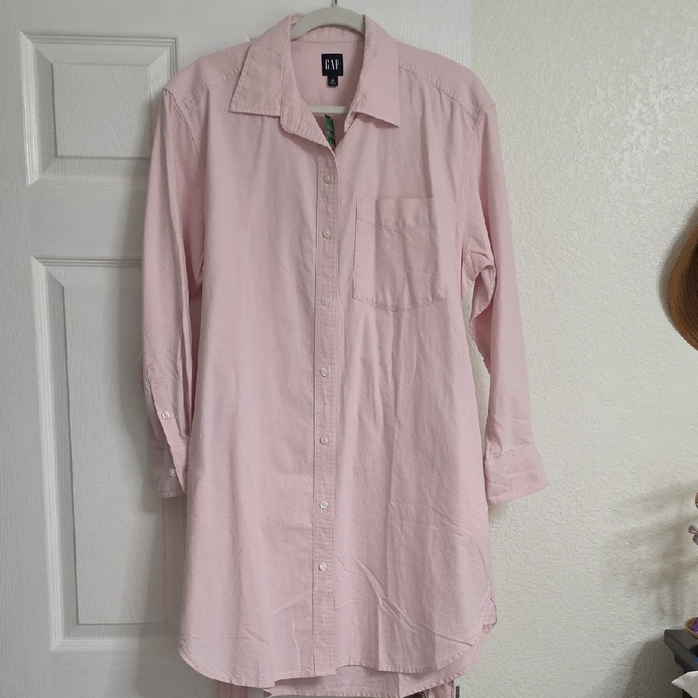 GAP Pink Long Sleeve Shirt Dress